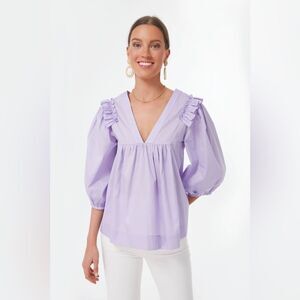 Harshman Lilac Purple Cheryl Ruffle Puff Sleeve Blouse Size Small